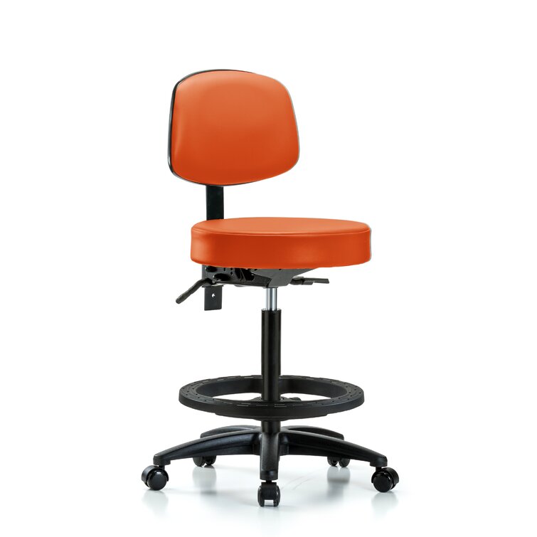 Sybil Backed Adjustable Height Ergonomic Lab Stool with Footring Pedestal  Base